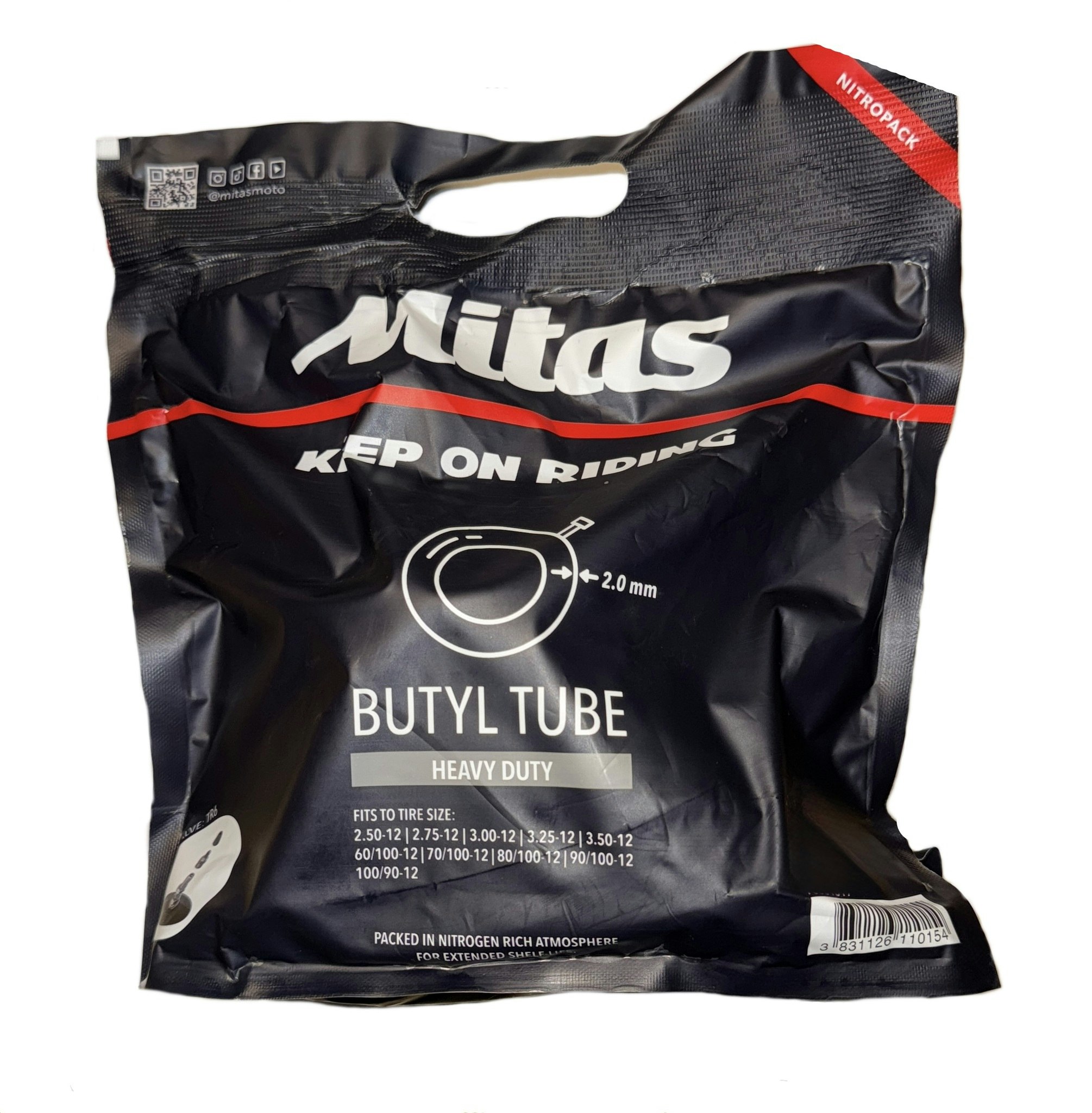 Mitas heavy duty 12-tum innerslang 2.50-12 (90/100-12) pitcross bak