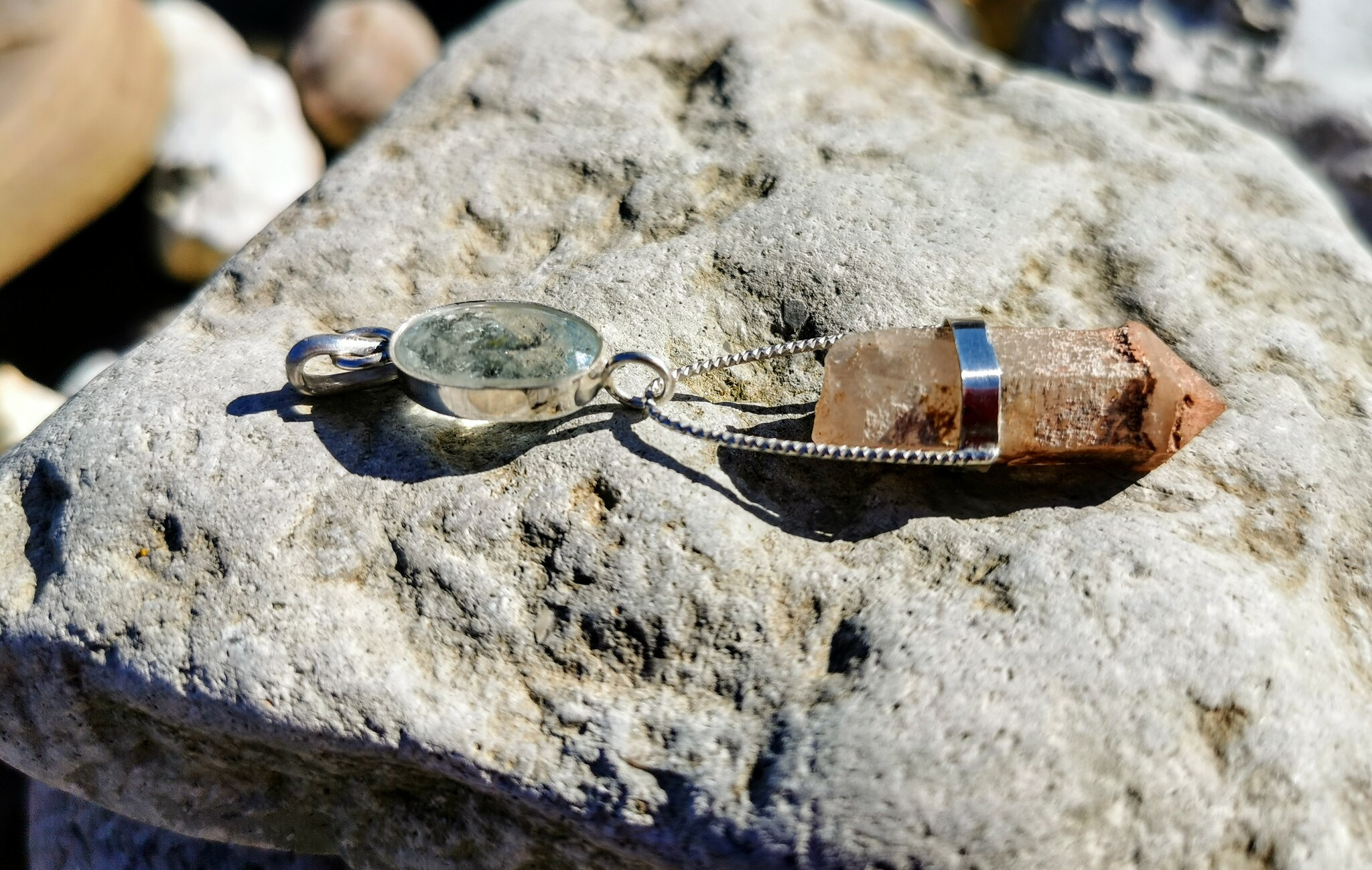 Akvamarin med Scepter bergkristall
