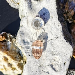 Black Friday! Now 20% discount Faceted quartz crystal with double terminated pink Lemurian crystal