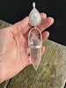 Apricot rainbow moonstone with clear quartz  Vogelkristall