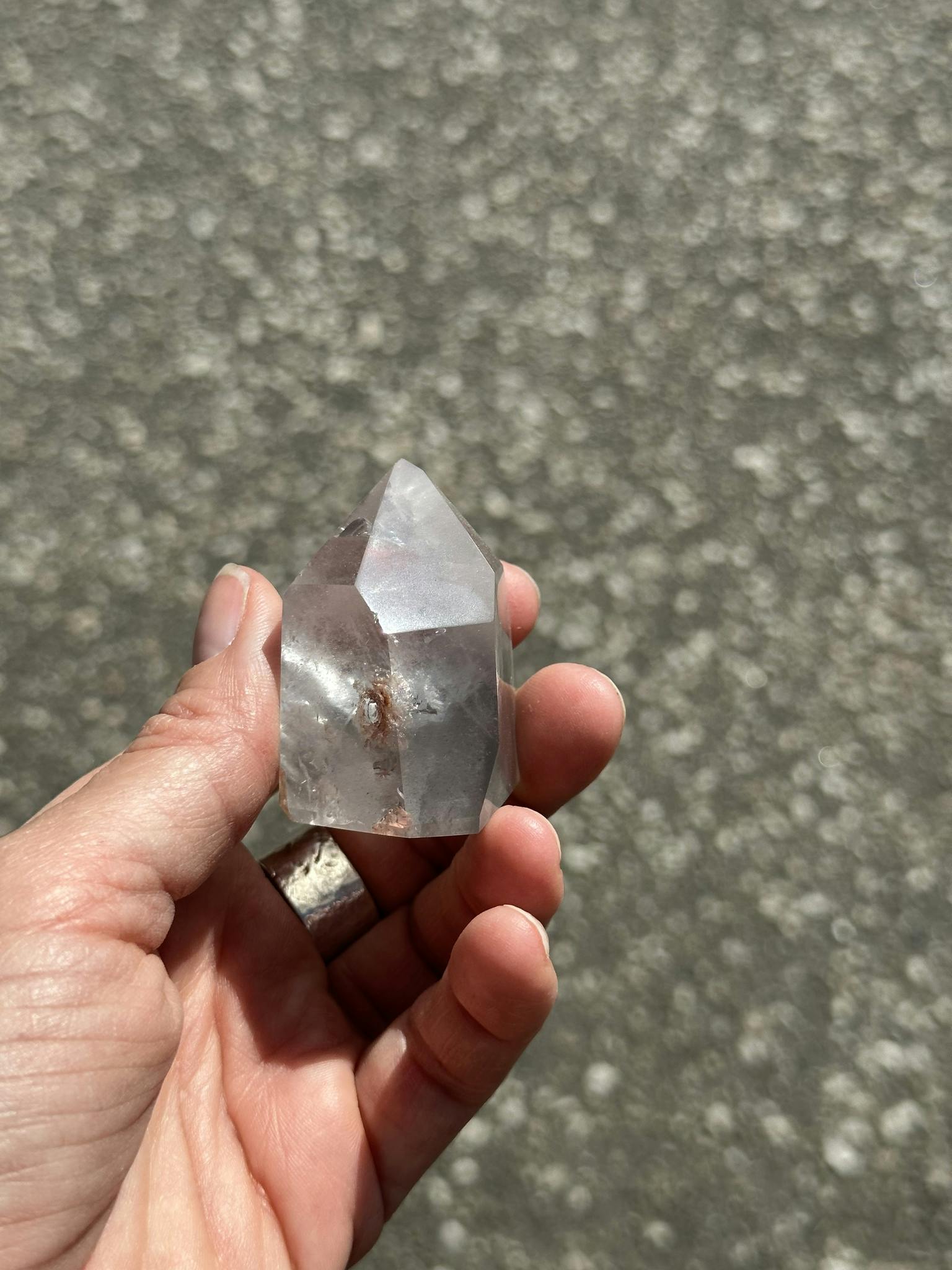 Bergkristall spets med fantomer