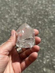 Bergkristall spets med fantomer och rutiler , unik