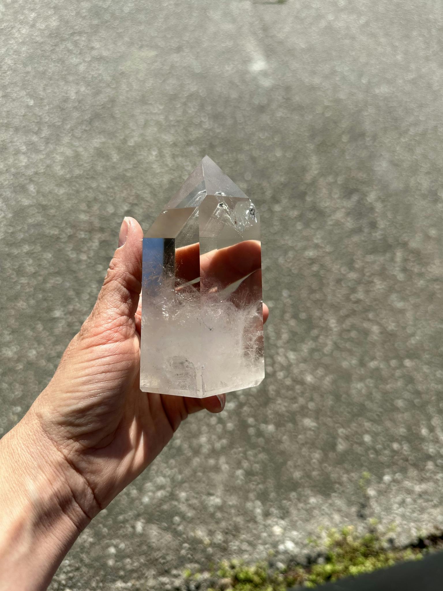 Stor ljus bergkristall spets