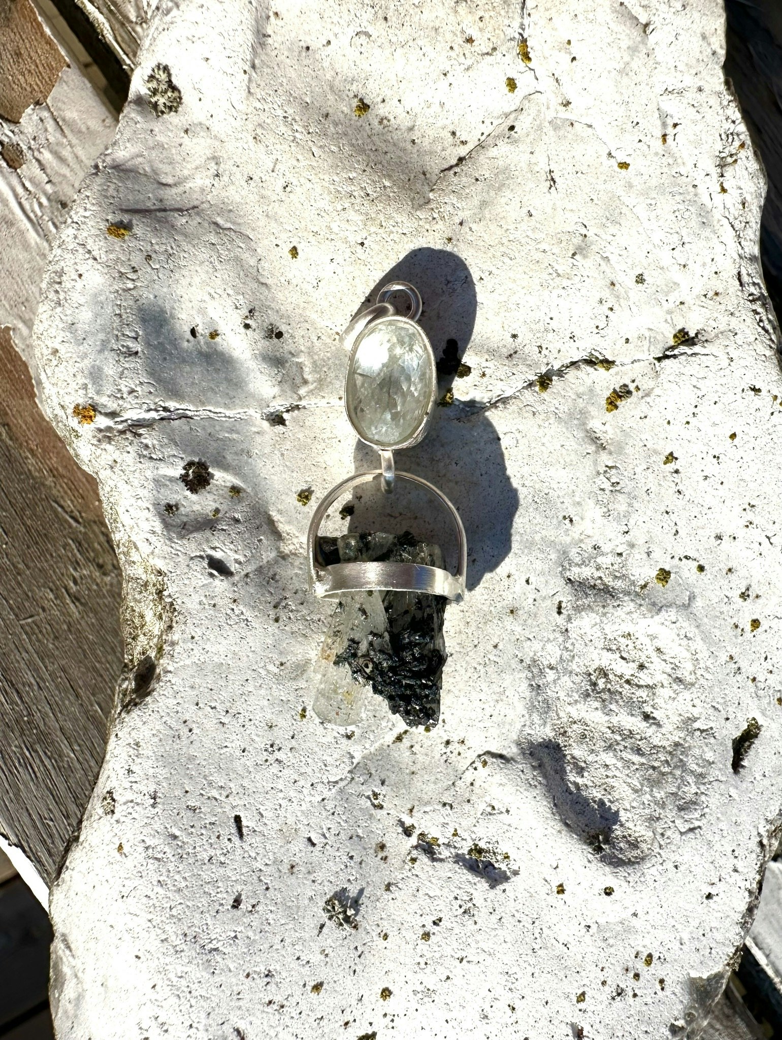 Akvamarin med kristallin akvamarin med svart turmalin