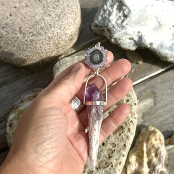 20% discount today Amethyst stalactite with Bahia amethyst