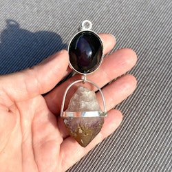 Rainbow obsidian with very special amethyst from Sweden