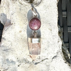 Star ruby with pink lithium crystal