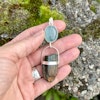 Aquamarine with raw green tourmaline