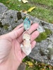 Krysokolla med mycket speciell scepter kristall i bergkristall