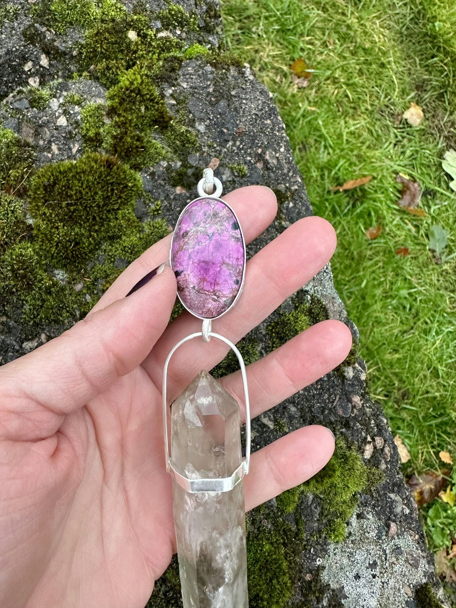 Pink Cobalt Calcite with magical double-terminated Quartz crystal from the Himalayas