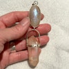 Apricot rainbow moonstone with double terminated pink lemuria