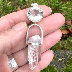 Green amethyst with very special Brandenberg amethyst with pendant crystals