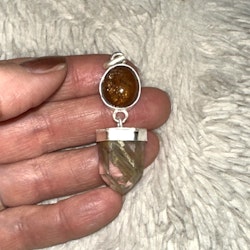 Brown Tourmaline with Amphibole Quartz