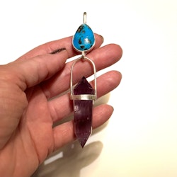 Turquoise with purite and amethyst Vogelkristall