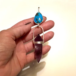 Turquoise with purite and amethyst Vogelkristall