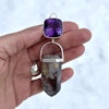 Amethyst with pink Lithium crystal