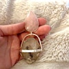 Rose quartz with double terminated Enhydro from the Himalayas