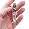 Green tourmaline with natural double-terminated rock crystal from the Himalayas