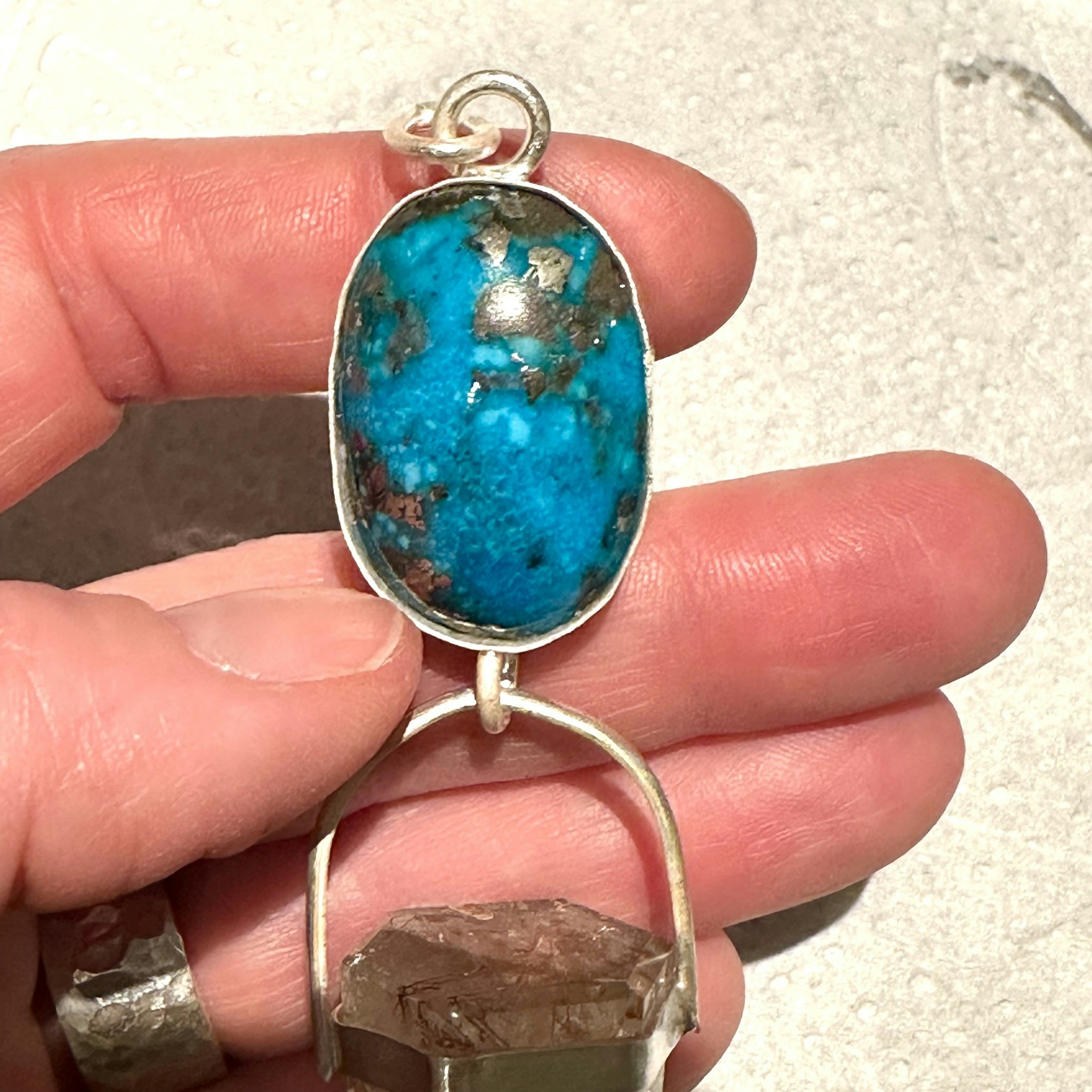 Turquoise with pyrite and rutile quartz