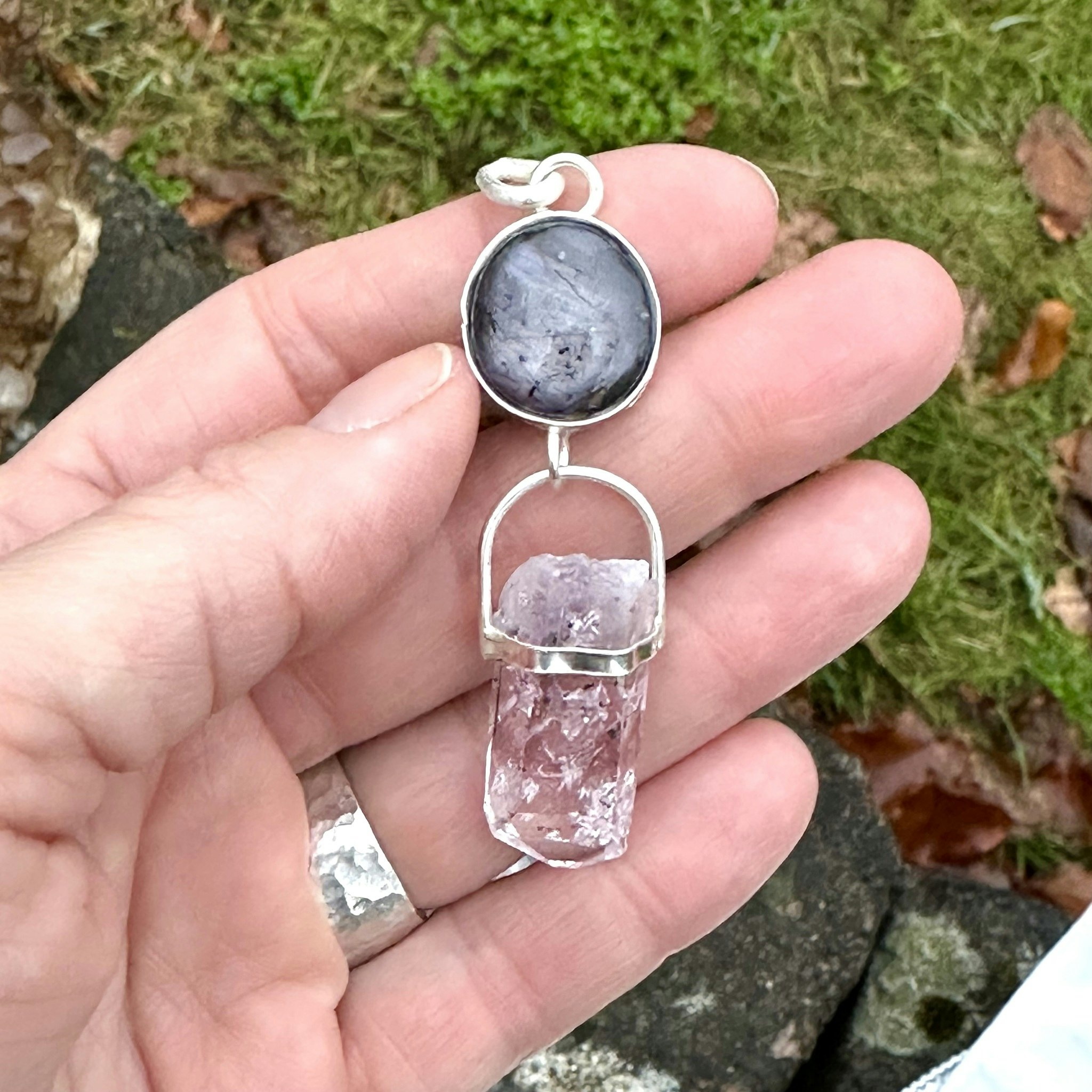 Star sapphire with Brandenberg amethyst