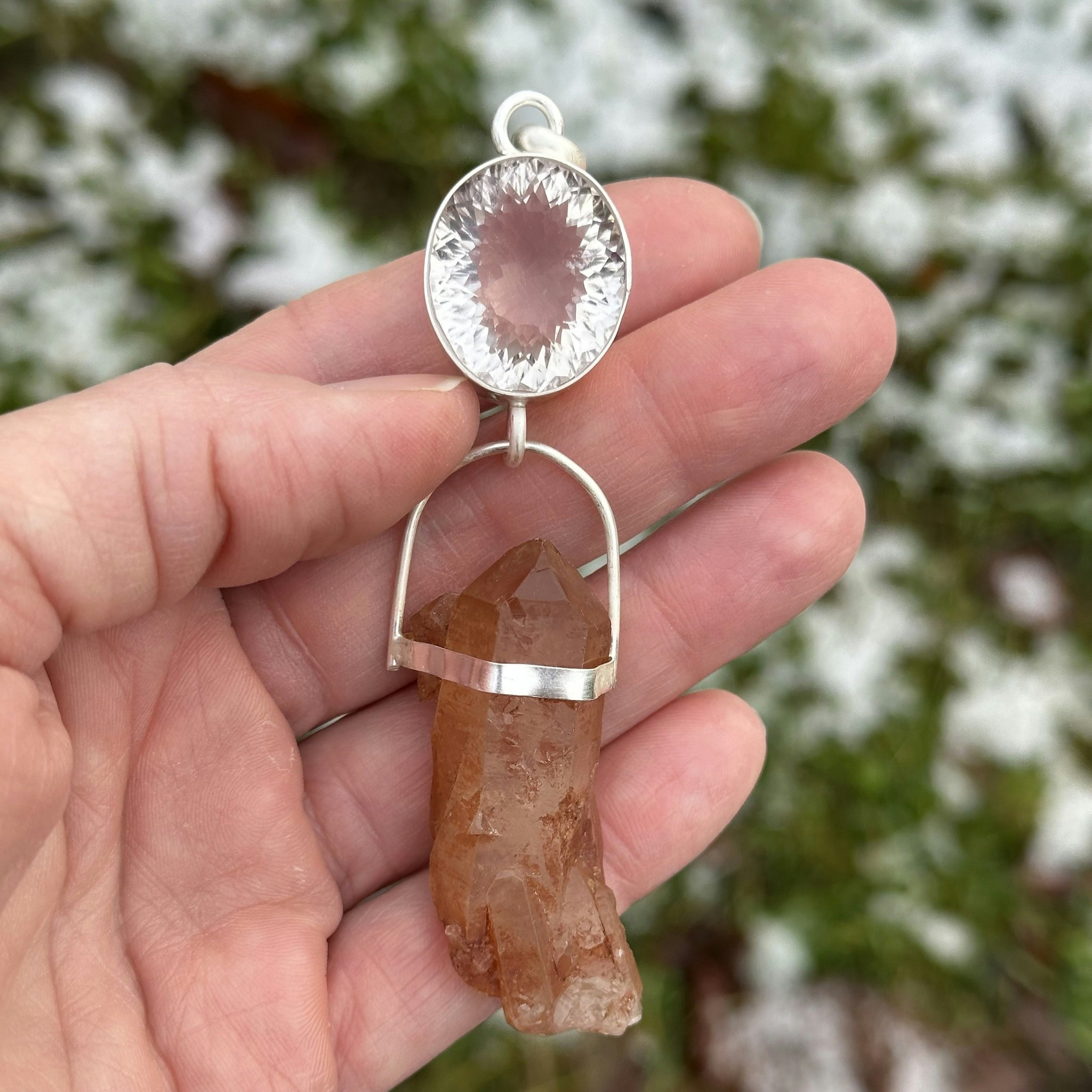 "Queen of self love" Clear quartz crystal with double terminated pink Lemuria
