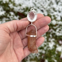 "Queen of self love" Clear quartz crystal with double terminated pink Lemuria