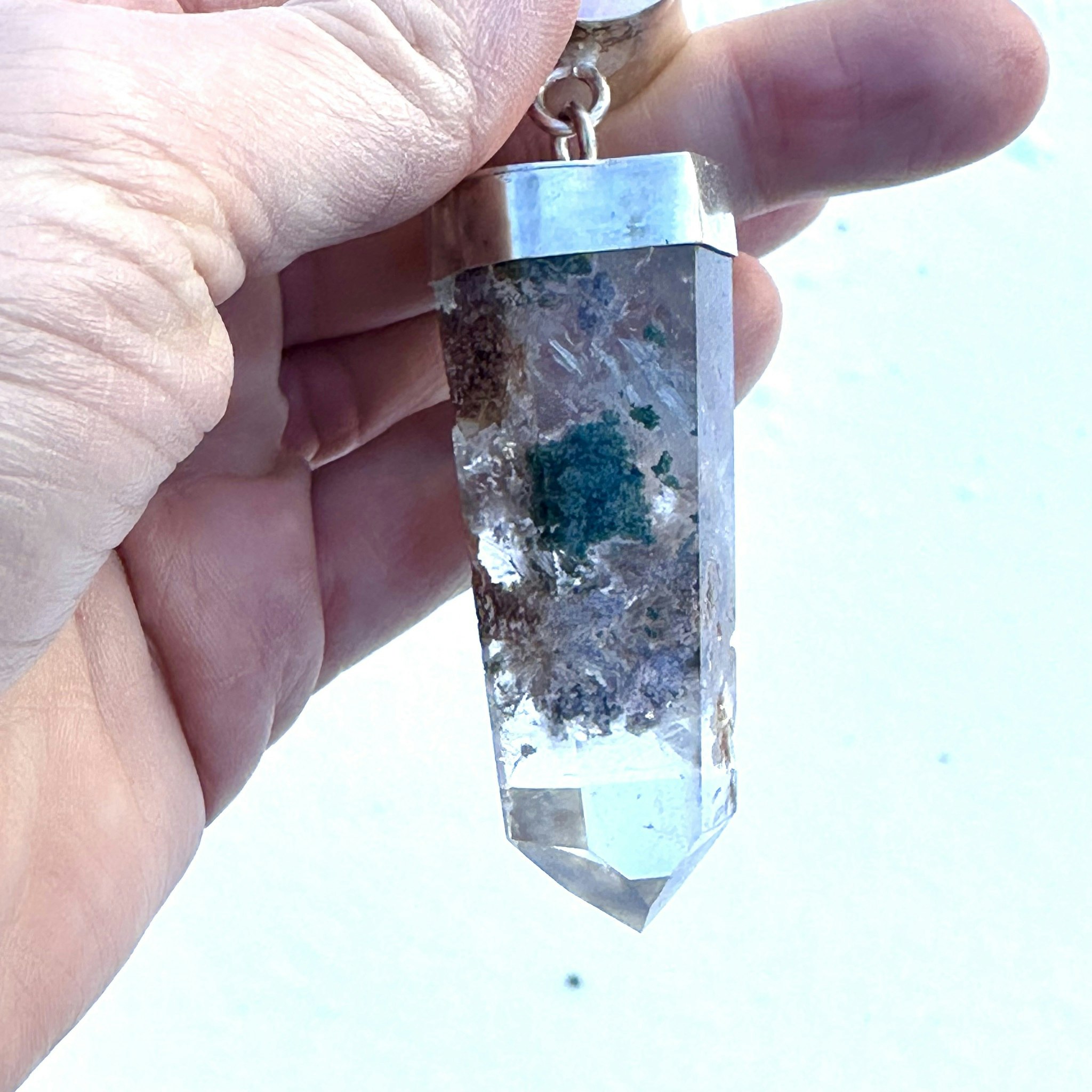 Faceted rose quartz with bright lodolite with exciting inclusions