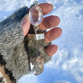 Faceted rose quartz with bright lodolite with exciting inclusions