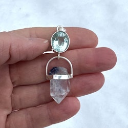 Faceted aquamarine with Dumortierite quartz