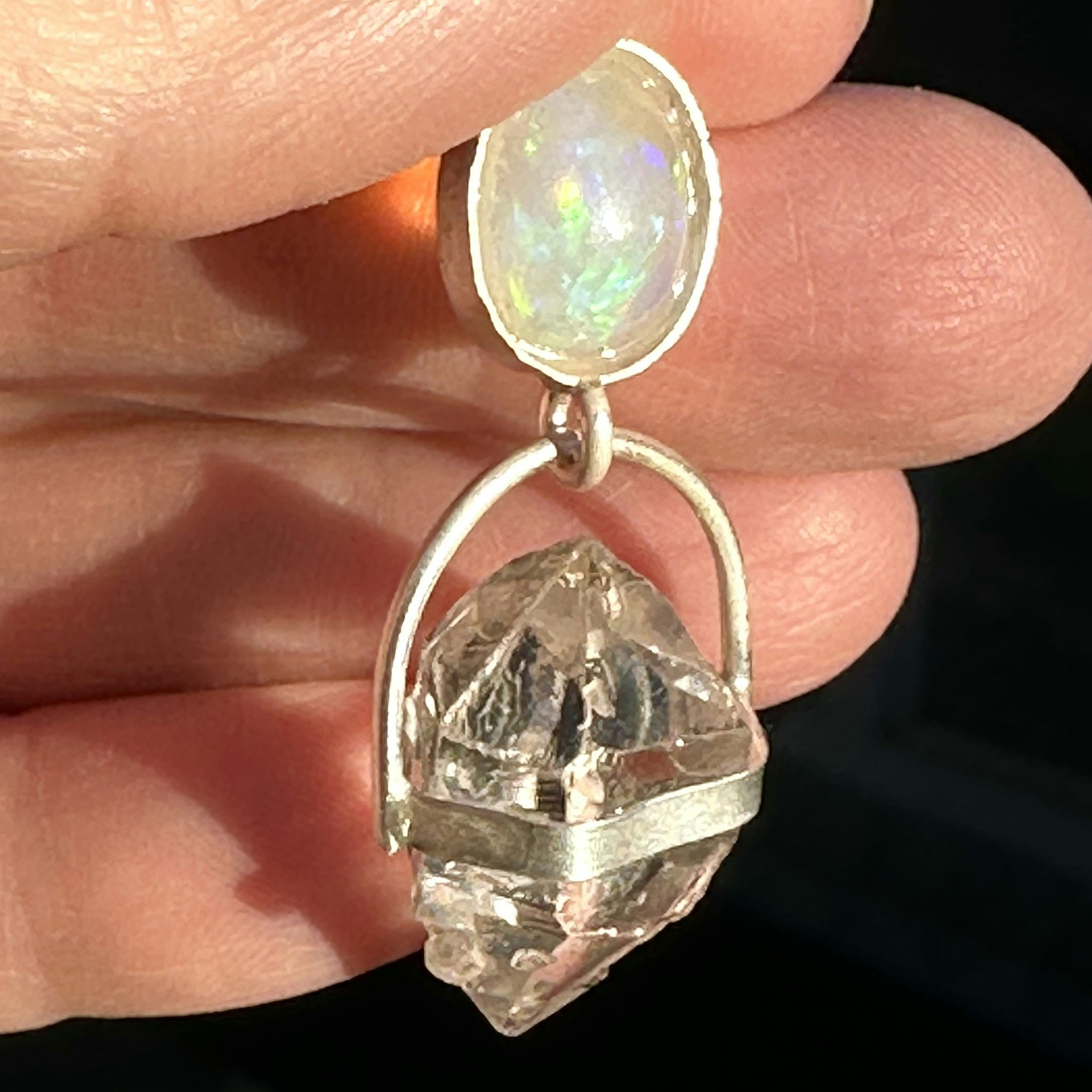 Velo opal med Herkimer diamant