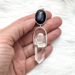Iolite with naturally double terminated clear quartz from sweden