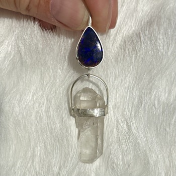 Australia magical opal with Swedish double terminated clear quartz