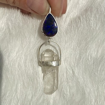 Australia magical opal with Swedish double terminated clear quartz
