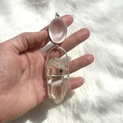 Faceted Rose Quartz with very special Himalayan quartz with inclusions, Golden Healer and Lodolite