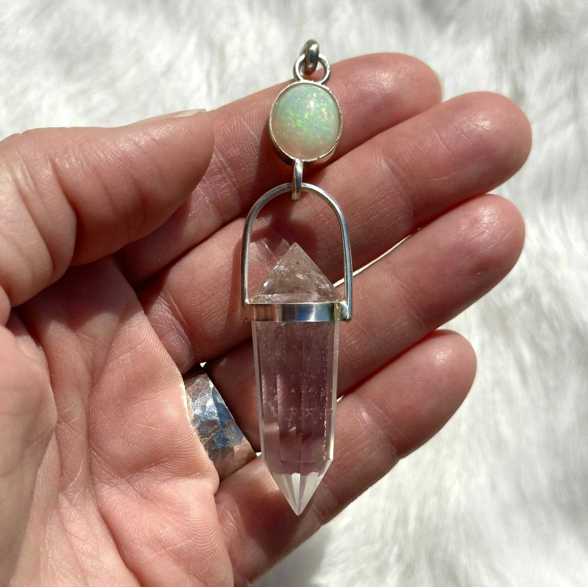 Opal with clear quartz Vogel crystal