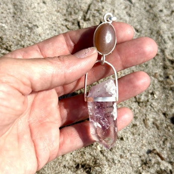 Natural moonstone with Brandeberg Amethyst