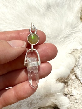 Archangel Mikael, fire opal with Brandenberg Quartz