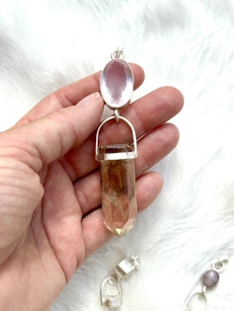 Rose quartz with champagne citrine