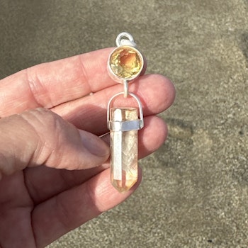 Bridget Godess of the eternal flame, citrine with white lodolite with phantoms