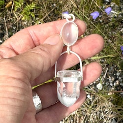 Green moonstone, top quality, with cat eye effect, with white  ghost phantom quartz