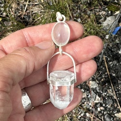 Green moonstone, top quality, with cat eye effect, with white  ghost phantom quartz