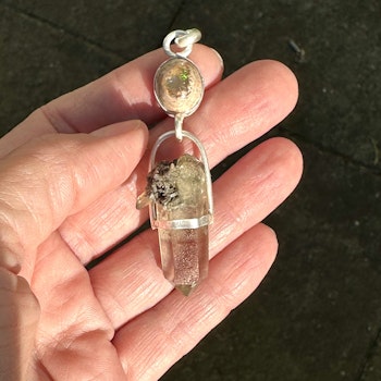 Mexican fire opal in matrix with double terminated citrin from Norway