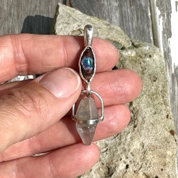 Mexica Fire Opal in matrix with Raw Sapphire