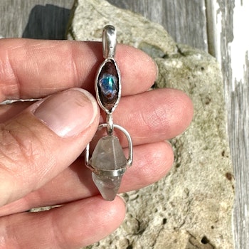 Mexica Fire Opal in matrix with Raw Sapphire