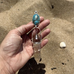 Turquoise with Pyrite with magical Vogel Smokey citrine crystal