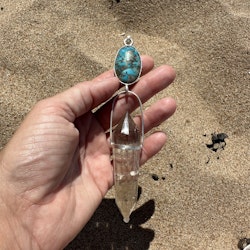 Turquoise with Pyrite with magical Vogel Smokey citrine crystal
