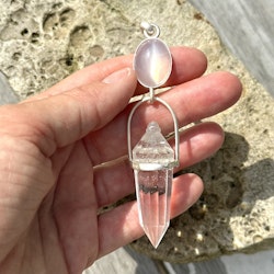 White Priestess, Masterpiece White natural moonstone with clear quartz Vogel