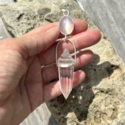 White Priestess, Masterpiece White natural moonstone with clear quartz Vogel