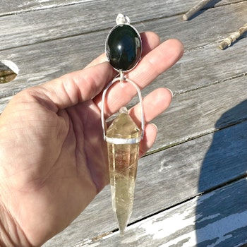 Cosmic Frequency collection, Masterpiece   Fire wand of Kali  Rainbow Obsidian with Citrine Vogel