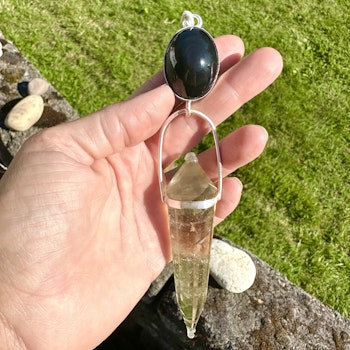 Cosmic Frequency collection, Masterpiece   Fire wand of Kali  Rainbow Obsidian with Citrine Vogel